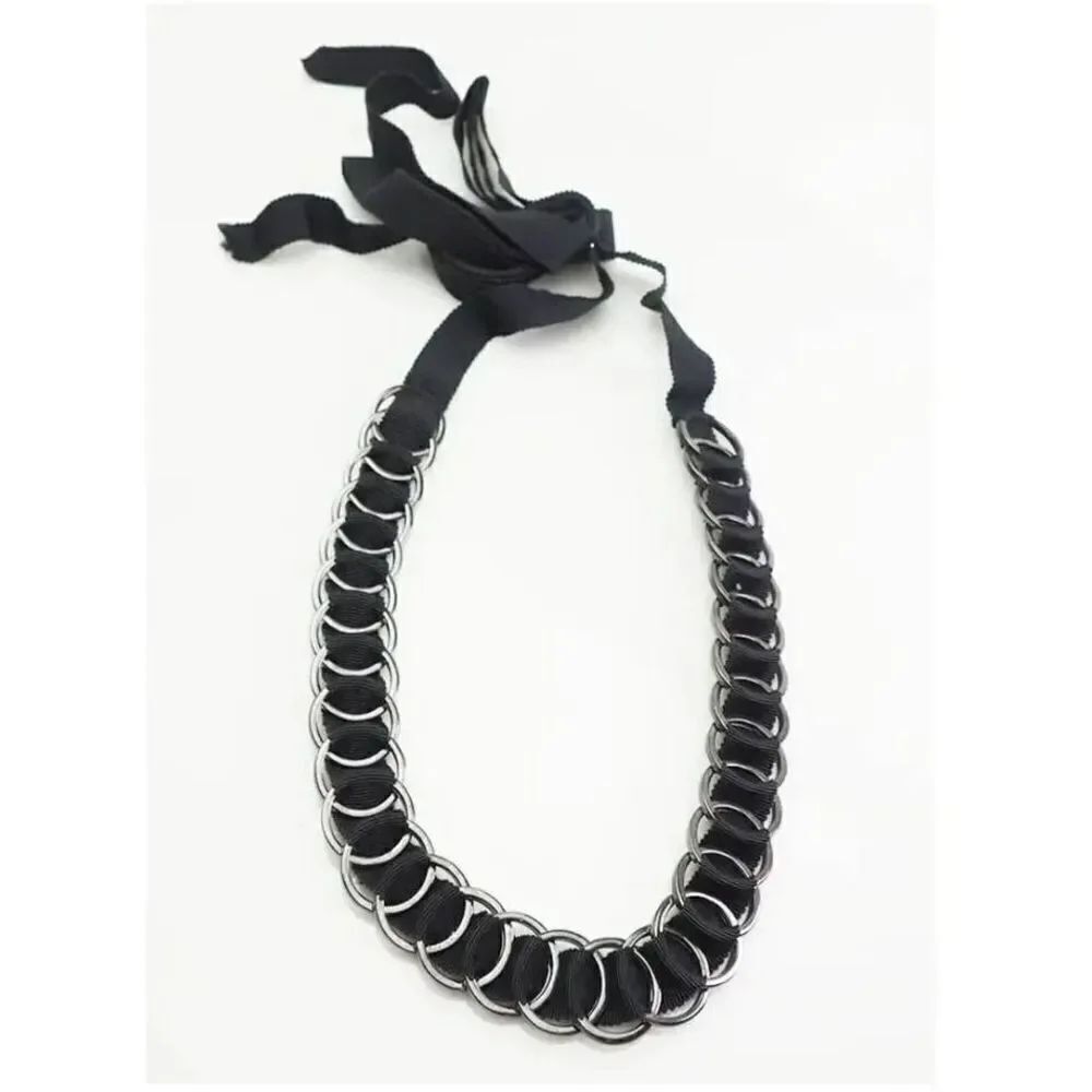 Ribbon and Silver Circle Chain Belt / Necklace